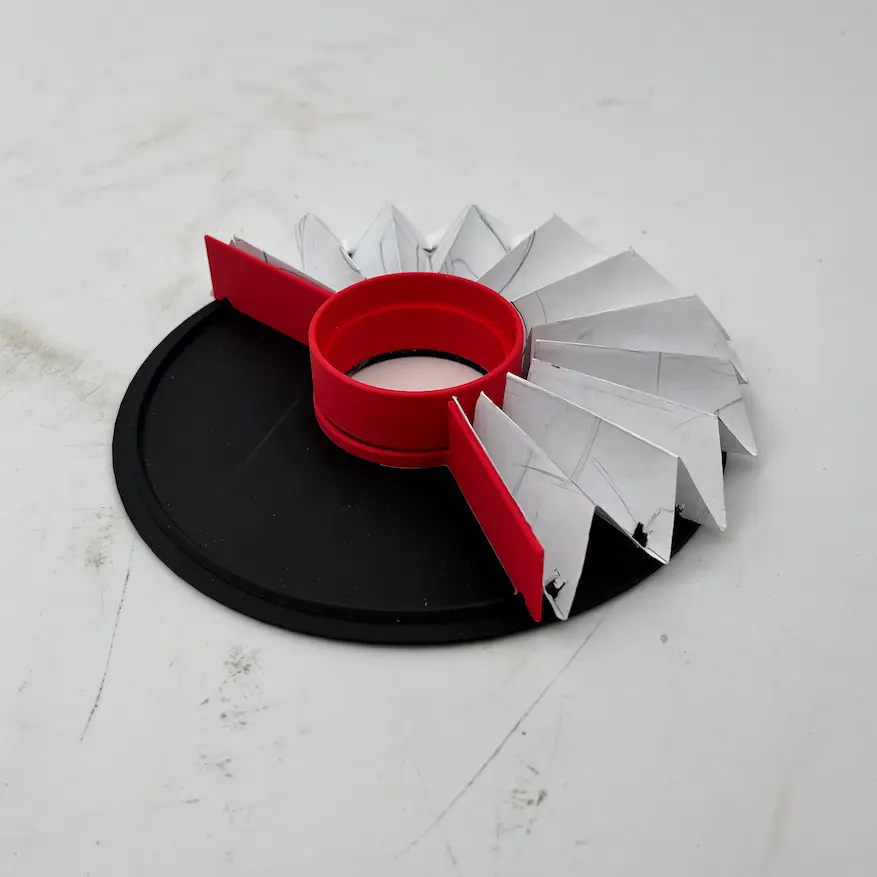 Prototype 6, a 3d-printed mechanism test with added clearance for a mechanism
